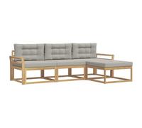 Fengshui Set divano per esterni, 4 pezzi, in legno di acacia, marrone | Design modulare, rivestimento resistente alle intemperie, schienale ergonomico a lamelle, per giardino e terrazza