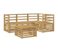 Fengshui Set divano per esterni, 5 pezzi, bianco, 59 x 59 x 37 cm | Legno di acacia massiccio, design modulare, braccioli eleganti, superfici scanalate, per terrazza e giardino