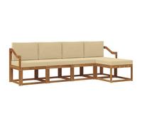 Fengshui Set divano per esterni, 5 pezzi, in acacia naturale | Legno massello, design a lamelle, drenante, per giardino e terrazza