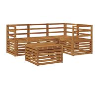 Fengshui Set divano per esterni, 5 pezzi, in legno di acacia naturale | Design modulare, superfici scanalate, braccioli in legno massiccio, facile da pulire con un panno umido