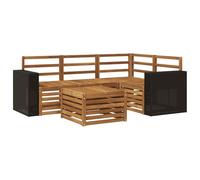 Fengshui Set divano per esterni, 5 pezzi, in legno di acacia naturale | Design modulare, superfici scanalate, braccioli in legno massiccio, facile da pulire con un panno umido