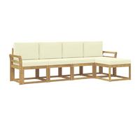 Fengshui Set divano per esterni, 5 pezzi, in legno massiccio di acacia | Con cuscino, design a lamelle, per giardino, terrazza, drenaggio dell'acqua, facile da pulire