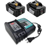 FengWings® 2 pezzi BL1850B Batteria 18V 5,0Ah Con DC18RC-Caricabatterie, Sostituire per Makita 18V Batteria LXT BL1830 BL1840 BL1850, Sostituire per Makita BMR100 BMR102 DMR100 DMR110