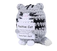 fengxuanwl Regalo per gatti positivi a maglia, regali positivi con monete commemorative, Pocket Hug Cat con biglietto di incoraggiamento, regalo di gatto per portafortuna, regalo per l'inizio della