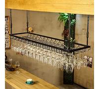 FENGZI Portabicchieri sospesi Porta calici sospesi Portabottiglie a soffitto Regolabile in Altezza Nera Grande capacità, Ripiani Porta Bicchieri da Vino per Cucina Bar Ristorante, Organizzazione e