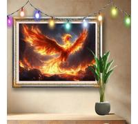 Fenice 5D Diamond Painting Kit Completo con Crystal Art e Diamantini per Adulti,Fuoco Pittura Diamante Fai Da Te Grandi (120x90cm),Strass Ricamo a Punto Croce per Decorazione Casa e Pareti 58F-1598
