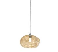 FENICE-A Lampadario a sospensione in vetro 1 luce colore ambra aggancio cromo attacco G9 senza base