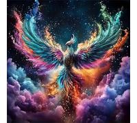 Fenice del cielo Diamond Painting Kit Completo,5D Tondo Diamond Painting Fai-da-te Adulti Uccelli del paesaggio Pittura Diamante Strass Ricamo a Punto Croce Painting per Casa Decorazioni 75x75 cm