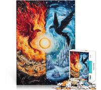 Fenice di fuoco e ghiaccio puzzle 1000 pezzi per adulti Giocattoli che creano dipendenza e sfidano l'intelligenza del cervello Lista dei desideri con Babbo Natale 38x26cm