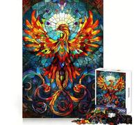 Fenice in vetrata artistica per adulti, puzzle da 1000 pezzi, gioco per allenare la mente, divertimento per tutta la famiglia, taglio di precisione, regalo adorabile (38x26cm)
