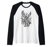 Fenice Tradizionale Giapponese Houou in Stile Irezumi Maglia con Maniche Raglan