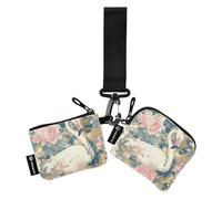 Fenicotteri bianchi Peonie rosa Portamonete da donna Custodie per carte Minimalista Cerniera Portamonete Portafoglio con Portachiavi per Lavoro Viaggio 2 Confezioni billeteras para