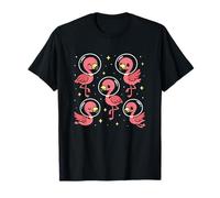 Fenicotteri nello spazio Carino Kawaii Uccelli Flamingo Astronauti Maglietta