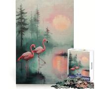 Fenicotteri rosa al tramonto - Puzzle da 1000 pezzi per ragazzi - Gioco di logica e rilassamento - Design elegante - Regalo di Natale (38x26cm)