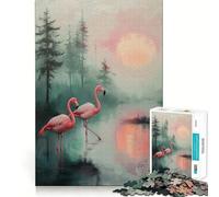 Fenicotteri rosa al tramonto - Puzzle da 1000 pezzi per ragazzi - Gioco di logica e rilassamento - Design elegante - Regalo di Natale (38x26cm)