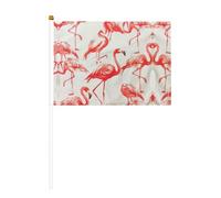 Fenicotteri su stampa bianca Bandiera portatile, compatta e leggera, adatta per sfilate, eventi e supporto per i fan