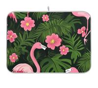 Fenicotteri tropicali foglie di palma fiori rosa vibrante riutilizzabile piatto asciugatura mat 18x24 rettangolare grande cucina scolapiatti tappetino decorativo per la casa essenziale