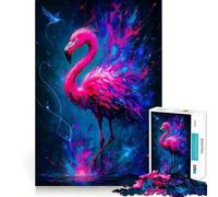 Fenicottero al neon︰ Puzzle da 1000 pezzi con vivaci schizzi di colore, ideale per adolescenti, antistress, con bordi precisi e regalo perfetto (38x52cm)