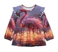 Fenicottero Animale Arrabbiato Camicie Eleganti A Maniche Lunghe,Camicette Top Casual per Bambine da 1 a 5 Anni