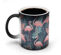 Fenicottero estivo foglie di palma cambia colore tazza tazza da caffè tazza da caffè tazze divertenti tazza da caffè in ceramica novità tazze da caffè carine tazze cambiano calore tazza sensibile al