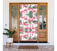 Fenicottero Fiori -Festate Door Banner con corda, riutilizzabile Holiday Door Cover per Halloween Natale, poliestere Outdoor Decor Gift