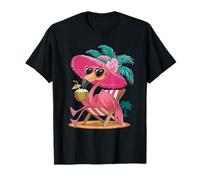Fenicottero in cappello rosa con bevanda al cocco Maglietta