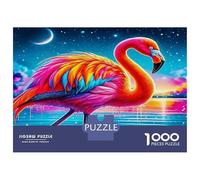 Fenicottero Puzzle da Assemblare Carta Ponderata Fenicottero e Laghetto Illuminato dalla Luna Adatto ai Principianti Attività Rilassante 70x50cm/1000pezzi