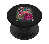Fenicottero rosa con fiori tropicali stile Art Nouveau PopSockets PopGrip Adesivo