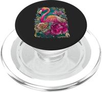 Fenicottero rosa con fiori tropicali stile Art Nouveau PopSockets PopGrip per MagSafe