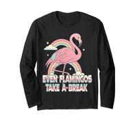 Fenicottero rosa - Design Uccello Messaggio Zen Break Rilassamento Maglia a Manica