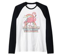 Fenicottero rosa - Design Uccello Messaggio Zen Break Rilassamento Maglia con Maniche Raglan