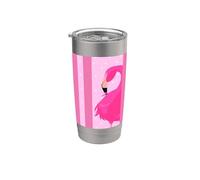Fenicottero rosa su strisce e pois Bicchiere termico in acciaio inox doppia parete