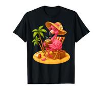 Fenicottero Tropicale Vacanze estive Spiaggia Bevanda al Cocco Maglietta