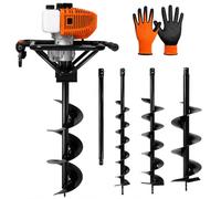 FENIX HOME Trivella a Scoppio 52cc 2 Tempi Professionale, Mototrivella 2,2 kW con 3 Punte Intercambiabili 100-150-200mm e Prolunga 50cm, Trivella Giardino per Pali, Recinzioni, Piantumazione