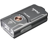 FENIX Torcia portachiavi E03R v2.0 grigia, ricaricabile, leggera, 500 lumen, 90 m, 30 ore massime, modalità luce rossa, ricarica USB-C, IP66