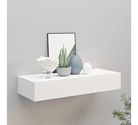 FENLAX Armadietto da parete con cassetti, 60 x 23,5 x 10 cm, in MDF, metallo bianco, con cassetto pensile