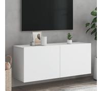 FENLAX Armadio da parete per soggiorno, bianco, 100 x 30 x 41 cm, in legno versatile, resistente all'umidità, studio, bagno, libreria, mobile pensile