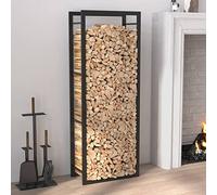 FENLAX Brennholzregal Mattschwarz 50x28x132 cm Stahl Brennholz Aufbewahrung Stapelhilfe für Brennholz Aussen Metall Kaminholzregal Brennholzregal Innen Metall Brennholzständer