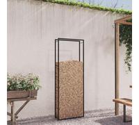 FENLAX Brennholzregal Mattschwarz 80x28x222 cm Stahl Brennholzregal Metall Brennholz Aufbewahrung Stapelhilfe für Brennholz Aussen Metall Kaminholzregal Brennholzregal Innen Metall Brennholzständer