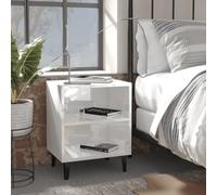FENLAX Comodino Multiuso Armadietto Laterale Stand per Telefono Tavolino da Letto Tavolini da Divano Mobile per Camera da Letto Design Tendenza e Pratico Bianco Lucido 40x30x50 cm