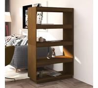 FENLAX Libreria in legno con 4 ampi scomparti per ufficio, scaffalatura laterale, divisorio alto, capiente, colore marrone miele 80 x 35 x 135 cm