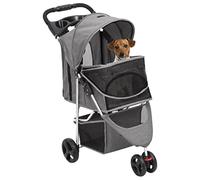 FENLAX Passeggino per cani pieghevole grigio Oxford 80 x 46 x 98 cm per cani di piccola taglia, carrello per gatti per esterni, passeggino per cani e altri animali domestici