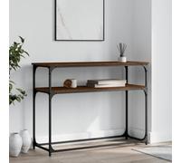 FENLAX Tavolo consolle con ripiani, 100 x 35,5 x 75 cm, tavolino da esposizione, ingresso, tavolo d'ingresso, consolle sottile, in legno e metallo, effetto rovere marrone