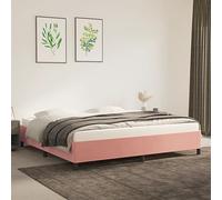 FENLAX Telaio del Letto Base del Letto Velluto Giroletto Moderno Letti a Piattaforma Mobili per Camera da Letto Design Elegante e Senza Tempo Rosa 203x203x35 cm