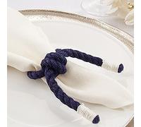 Fennco Styles Set di 4 portatovaglioli in corda annodata fatti a mano, in cotone, blu navy, per tavolo da pranzo, casa, banchetti, vacanze, riunioni di famiglia ed eventi speciali