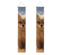 Fennec - 2 cartelli decorativi per volpe nel deserto, in poliestere, da appendere alla porta anteriore, patio, cerimonia, festa, riutilizzabile, lavabile con aste e corde