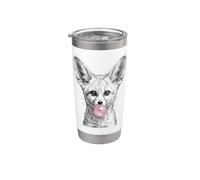 Fennec Fox che soffia gomma da masticare carino animale arte Bicchiere termico in acciaio inox doppia parete