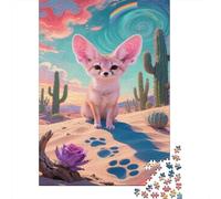 Fennec Fox Jigsaw Puzzle Impossible 1000Pcs Cacci del deserto Decorazione Per La Casa. Rilassamento E Intelligence Per Adulti E Bambini Da 12 Anni 1000pcs (75x50cm)