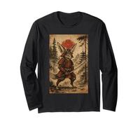 Fennec Fox Samurai Warrior Japanese Vintage Graphic Ukiyo-e Maglia a Manica