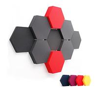 FENNEXT ® Velvet Pannelli Fonoassorbenti Design - Ottimizzazione del suono e anti riverbero per gaming, YouTube Studio, ufficio, 9x Pannelli decorativi 3D per parete RED DARK